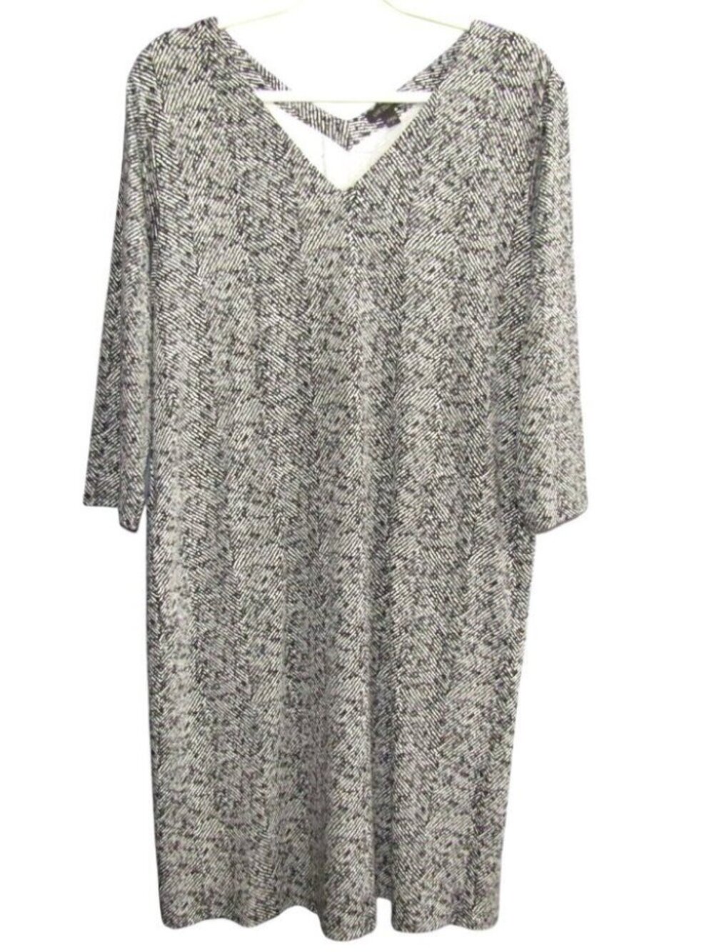 J Jill Wearever Collection Black White Heathered Stripe Shift Dress Women Size L